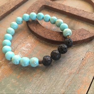 Lava & turquoise howlite oil diffusing bracelet